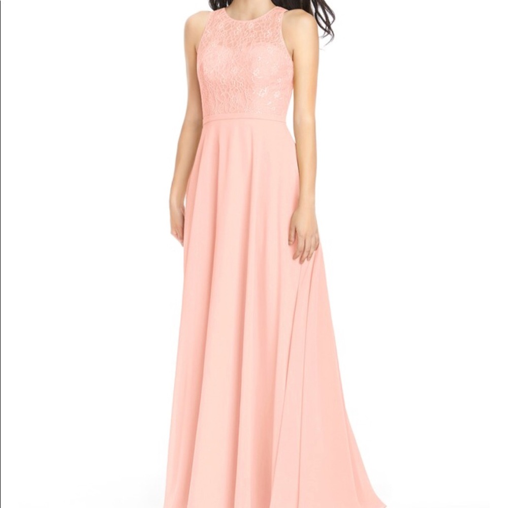 Azazie Frederica coral floor-length dress